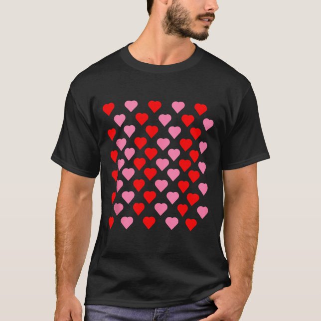 Nk And Red Hearts Lovers Funny Valentine’s Day Hum T-Shirt (Front)