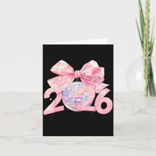 Nk Bow Coquette Disco Ball Happy New Year 2026  Card