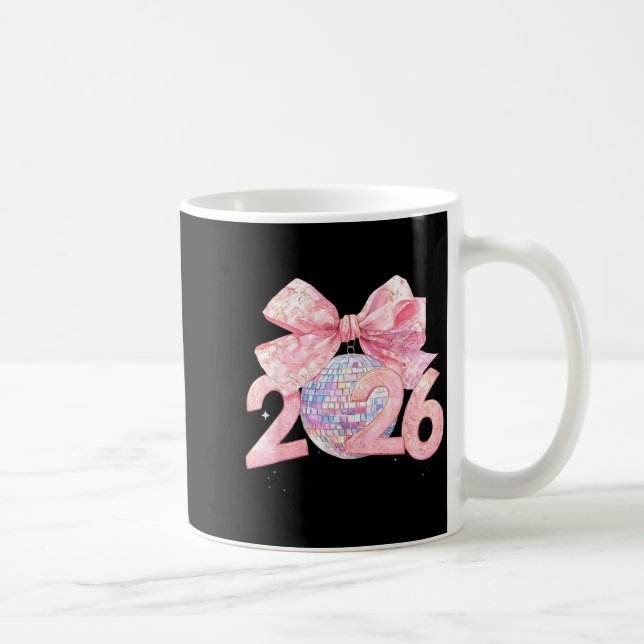 Nk Bow Coquette Disco Ball Happy New Year 2026  Coffee Mug (Right)