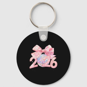 Nk Bow Coquette Disco Ball Happy New Year 2026  Key Ring