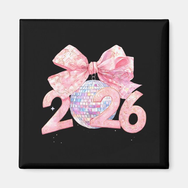 Nk Bow Coquette Disco Ball Happy New Year 2026  Magnet (Front)