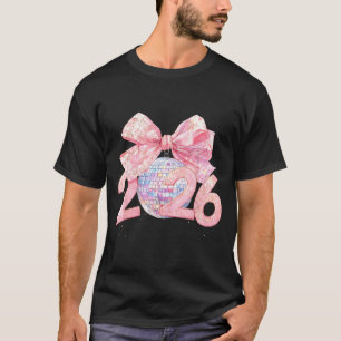 Nk Bow Coquette Disco Ball Happy New Year 2026  T-Shirt