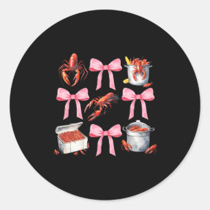 Nk Bow Cute Coquette Crawfish Boil Y2k Girl Aesthe Classic Round Sticker