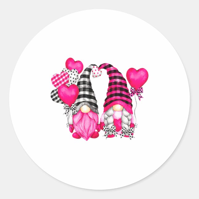 Nk Buffalo Plaid And Heart Balloons Valentines D  Classic Round Sticker (Front)