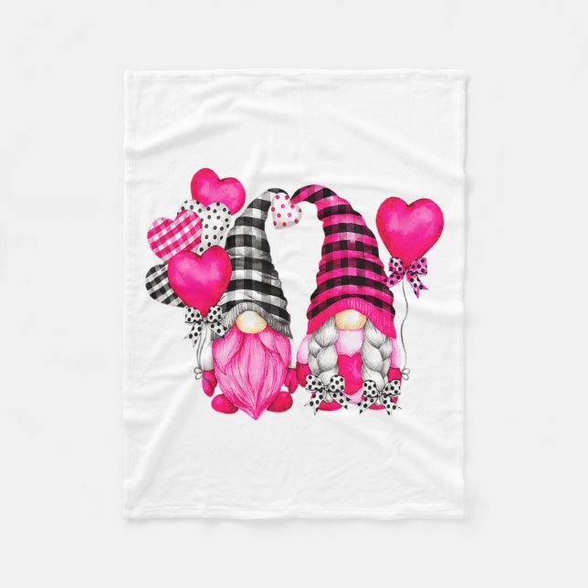 Nk Buffalo Plaid And Heart Balloons Valentines D _ Fleece Blanket (Front)