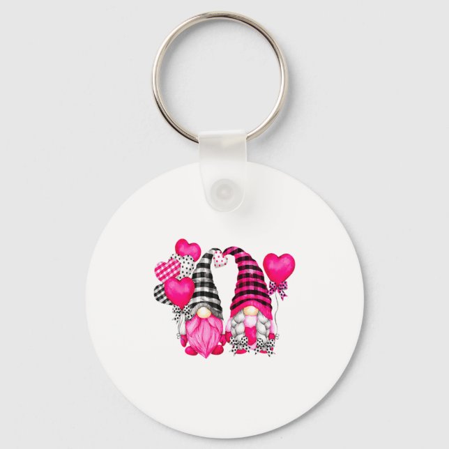 Nk Buffalo Plaid And Heart Balloons Valentines D _ Key Ring (Front)