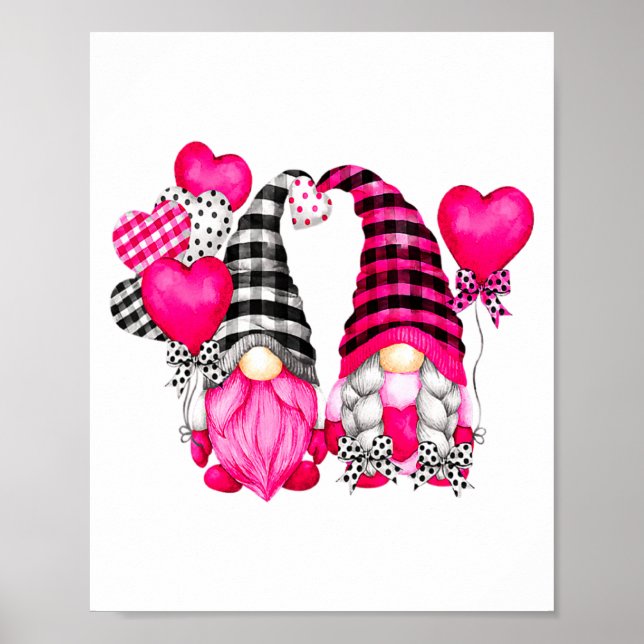 Nk Buffalo Plaid And Heart Balloons Valentines D  Poster (Front)