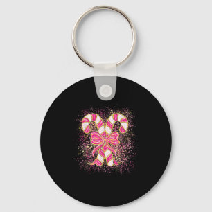 Nk Christmas Candy Cane Preppy Coquette Xmas Bow G Key Ring