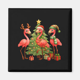 Nk Christmas Flamingos _ Cute Holiday Tree &amp; D Magnet