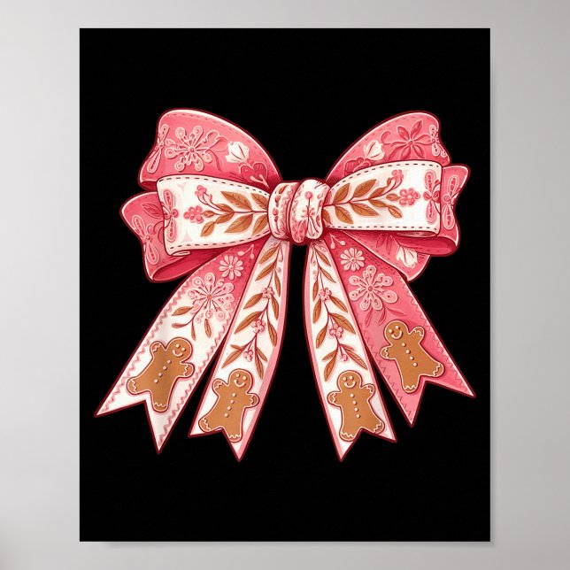 Nk Coquette Bow Christmas Gingerbread Man Girly Xm Poster (Front)