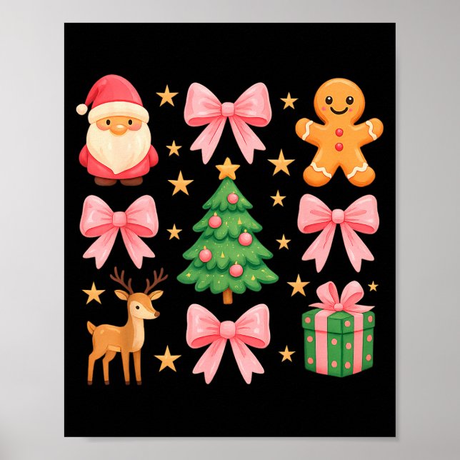 Nk Coquette Bow Christmas Tree Santa Gingerbread X Poster (Front)