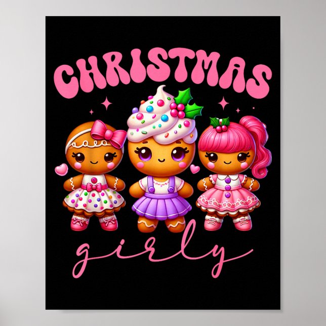 Nk Cute Gingerbread Christmas Girly Pajama Outfits Poster (Front)