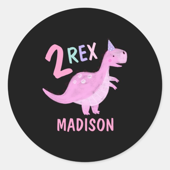 Nk Dinosaur Two Rex 2nd Birthday Party Baby  Classic Round Sticker (Front)