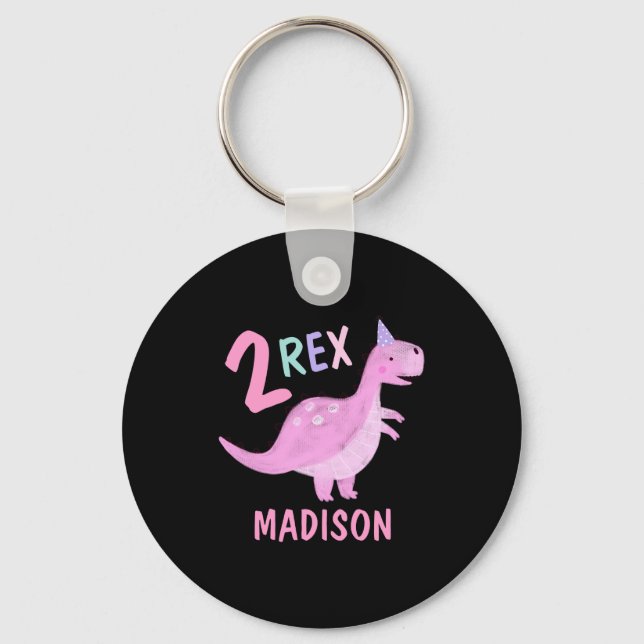 Nk Dinosaur Two Rex 2nd Birthday Party Baby  Key Ring (Front)