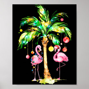Nk Flamingo Christmas Palm Tree Trocal Xmas Holida Poster