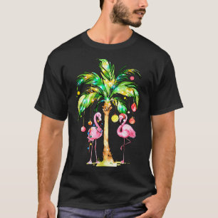 Nk Flamingo Christmas Palm Tree Trocal Xmas Holida T-Shirt