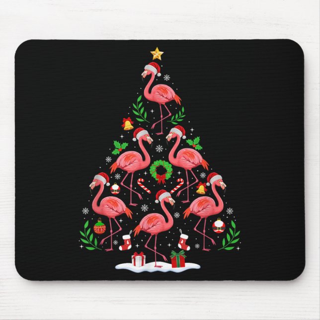 Nk Flamingo Christmas Tree Lights Santa Hat Xmas P Mouse Pad (Front)