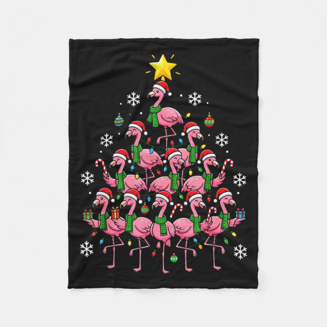 Nk Flamingo Christmas Tree Santa Flamingo Holiday  Fleece Blanket (Front)
