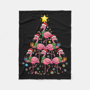 Nk Flamingo Christmas Tree Santa Flamingo Holiday  Fleece Blanket