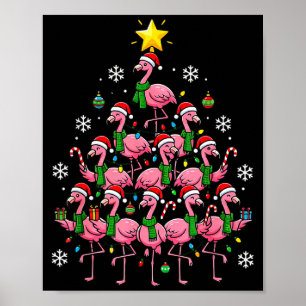 Nk Flamingo Christmas Tree Santa Flamingo Holiday  Poster
