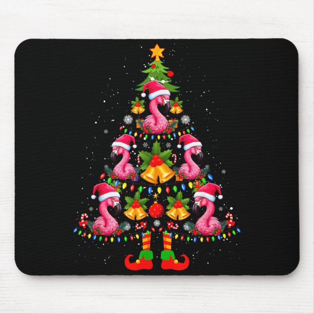 Nk Flamingo Christmas Tree Santa Hat Xmas  Mouse Pad (Front)