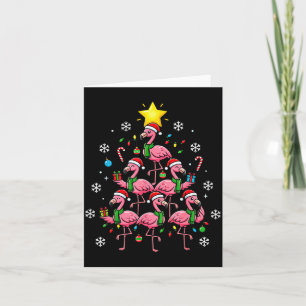 Nk Flamingo Christmas Tree With Santa Hats &amp; H Card