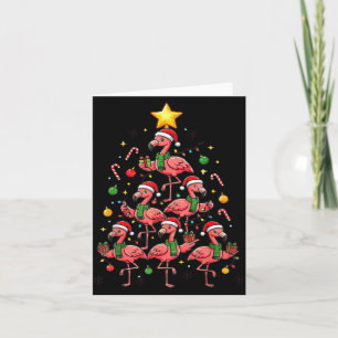 Nk Flamingo Christmas Tree With Santa Hats &amp; H Card