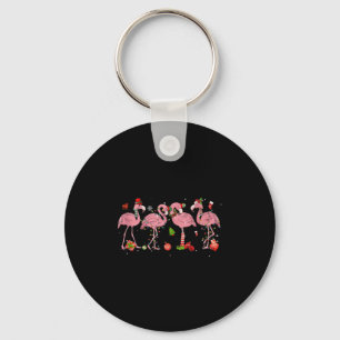 Nk Flamingo Hat Santa Merry Christmas Lights Women Key Ring