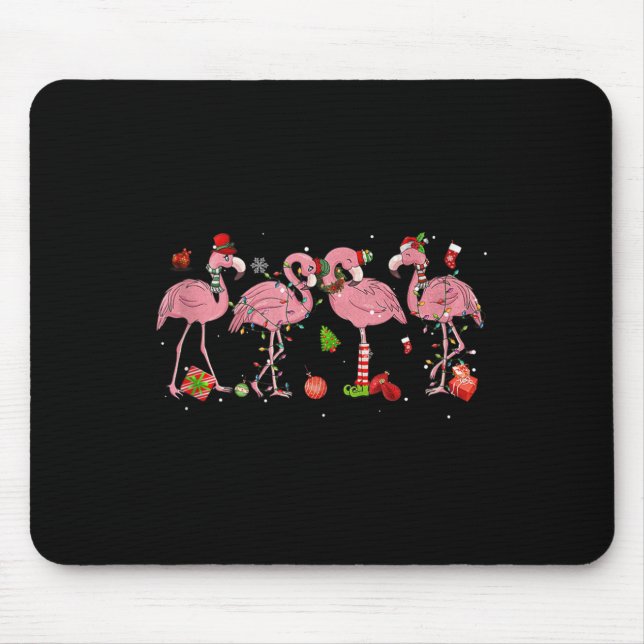 Nk Flamingo Hat Santa Merry Christmas Lights Women Mouse Pad (Front)