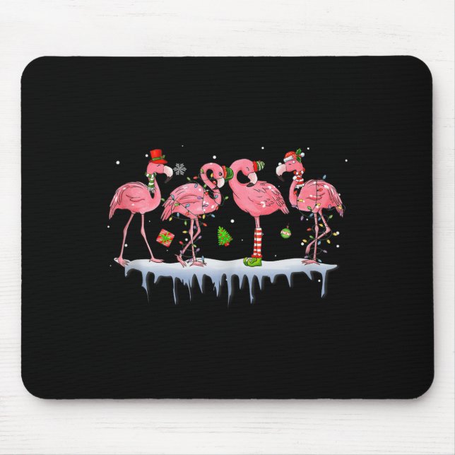 Nk Flamingo Hat Santa Merry Christmas Lights Women Mouse Pad (Front)
