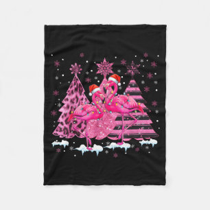 Nk Flamingo Santa Hat Leopard Christmas Tree Xmas Fleece Blanket