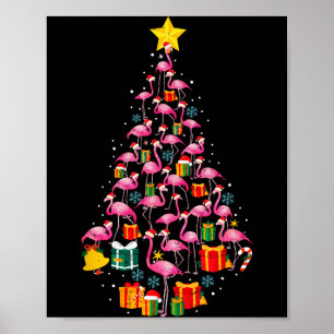 Nk Flamingo Santa Merry Christmas Tree Lights Wome Poster
