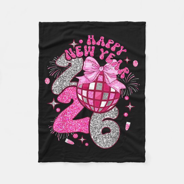 Nk Happy New Year 2026 Bow Disco  Fleece Blanket (Front)