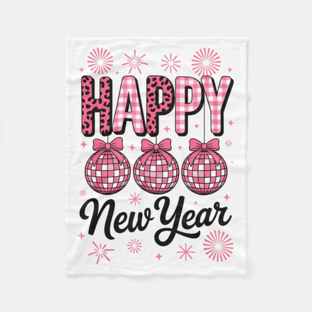 Nk Happy New Year Disco Ball Leopard For Women Gir Fleece Blanket (Front)