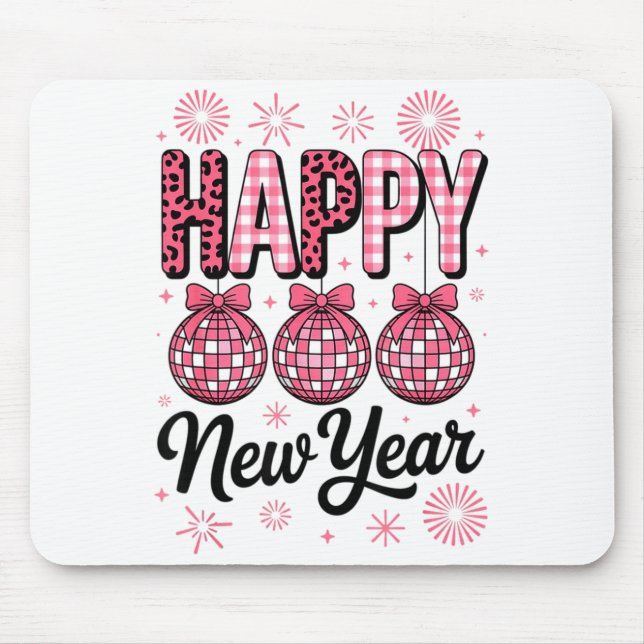 Nk Happy New Year Disco Ball Leopard For Women Gir Mouse Pad (Front)