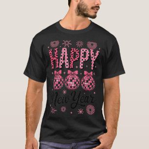 Nk Happy New Year Disco Ball Leopard For Women Gir T-Shirt
