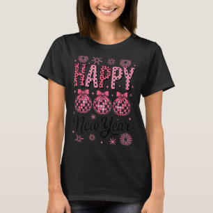 Nk Happy New Year Disco Ball Leopard For Women Gir T-Shirt