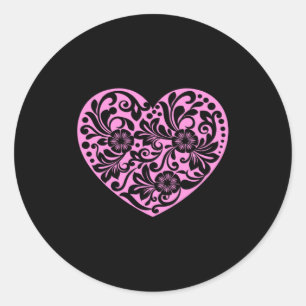 Nk Heart With Flowers Cut Out Cute Valentine Fav  Classic Round Sticker