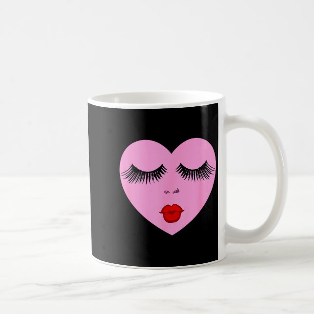 Nk Lady Heart With Eyelashes Valentines Day Kiss  Coffee Mug (Right)