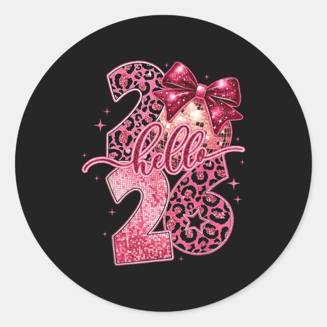 Nk Leopard Hello 2026 Happy New Year Party Nye  Classic Round Sticker (Front)