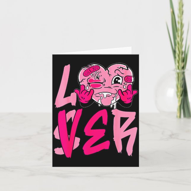 Nk Loser Lover Nk Drip Heart Matching Tee For Men  Card (Front)