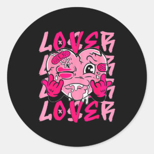 Nk Loser Lover Nk Drip Heart Matching Tee For Men  Classic Round Sticker