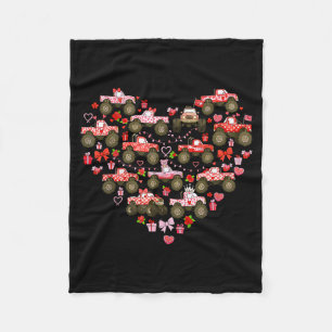 Nk Monster Truck Heart Xoxo Boys Girls Kids Valent Fleece Blanket