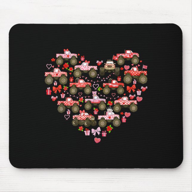 Nk Monster Truck Heart Xoxo Boys Girls Kids Valent Mouse Pad (Front)