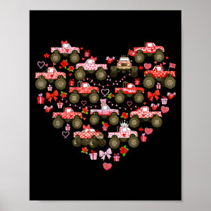Nk Monster Truck Heart Xoxo Boys Girls Kids Valent Poster