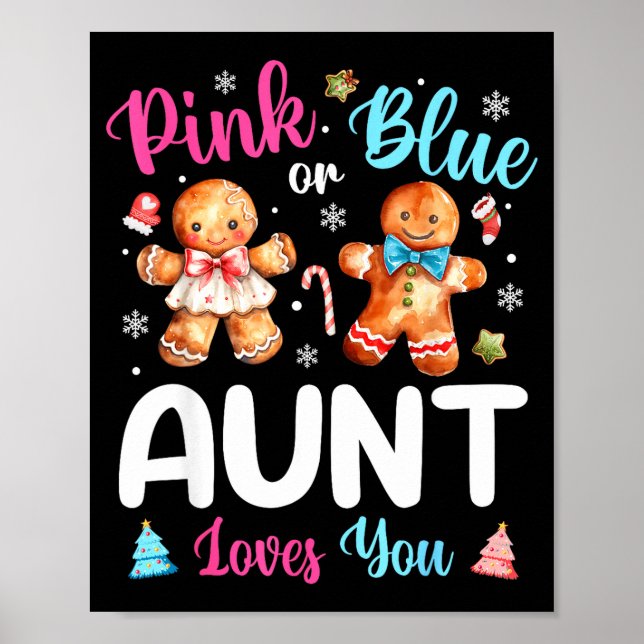 Nk Or Blue Aunt Loves You Gender Reveal Christmas  Poster (Front)