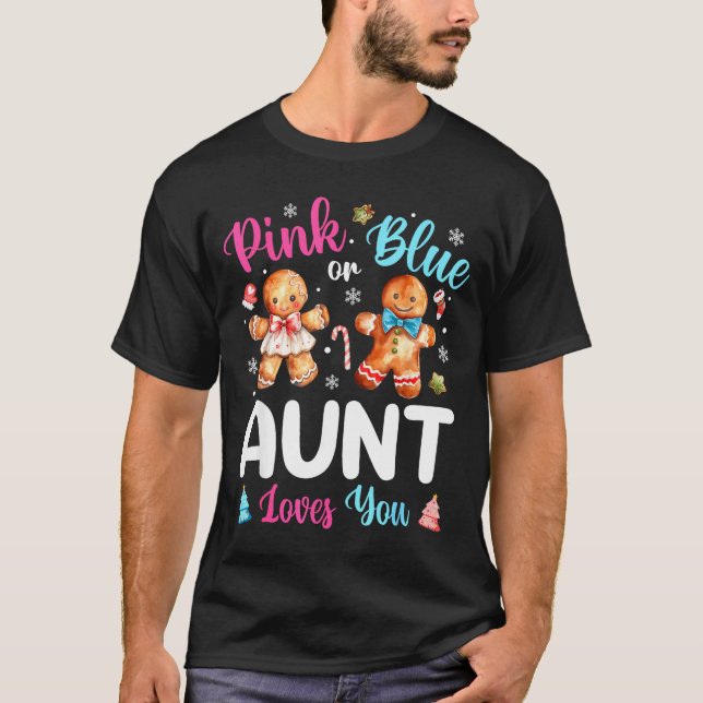 Nk Or Blue Aunt Loves You Gender Reveal Christmas  T-Shirt (Front)
