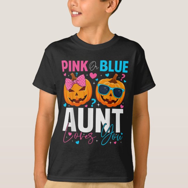 Nk Or Blue Aunt Loves You Pumpkin Halloween Gender T-Shirt (Front)
