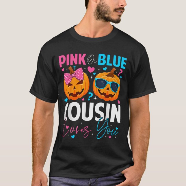 Nk Or Blue Cousin Loves You Pumpkin Halloween Gend T-Shirt (Front)