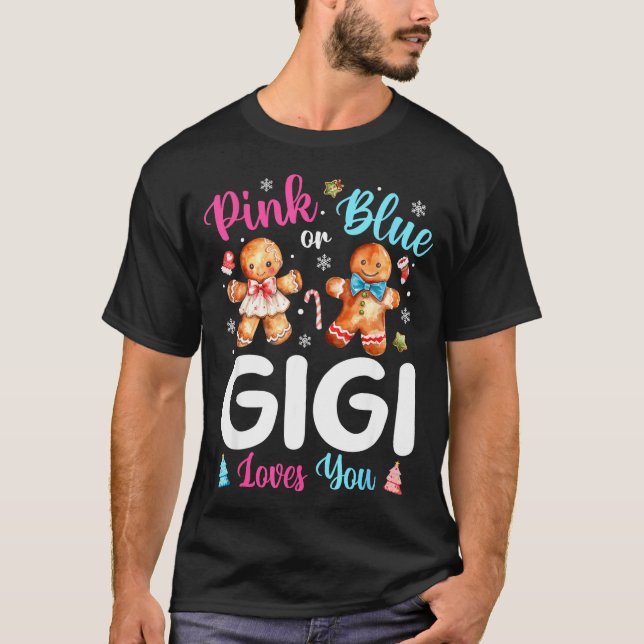 Nk Or Blue Gigi Loves You Gender Reveal Christmas  T-Shirt (Front)